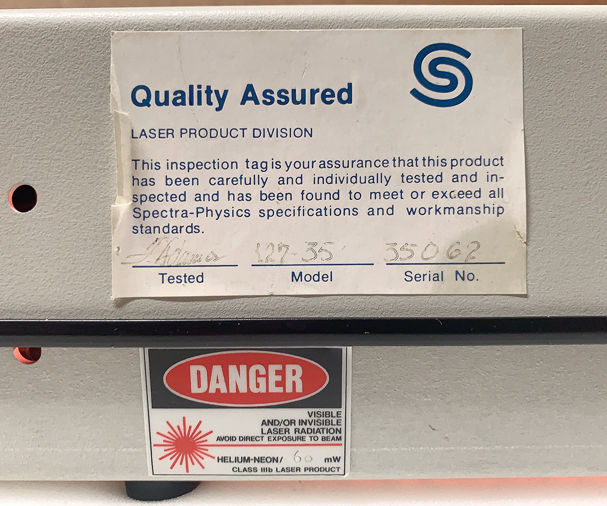 Spectra-Physics 127, QA Label